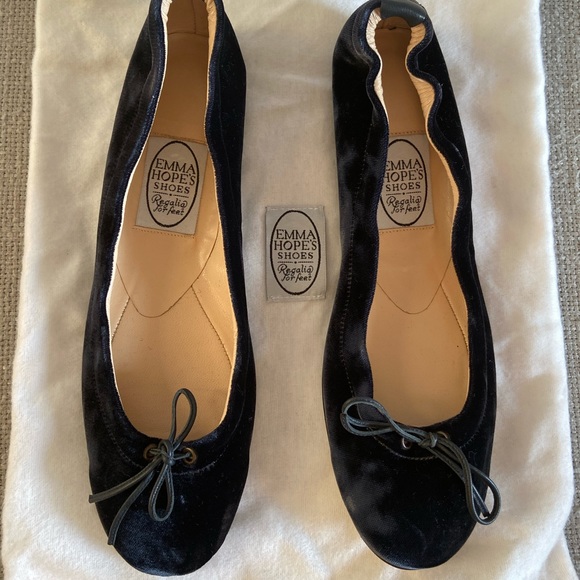 Emma Hope Ballet Flats - Ink Blue Velvet - Picture 6 of 6